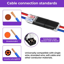 Ztolbriy 12 Stück 2 Polig Stecker Auto Kabelverbinder – Wasserdichte Steckverbinder für 18-22 AWG Kabel | Schnellverbindung ohne Löten | Praktische Kabelstecker für Elektroinstallationen