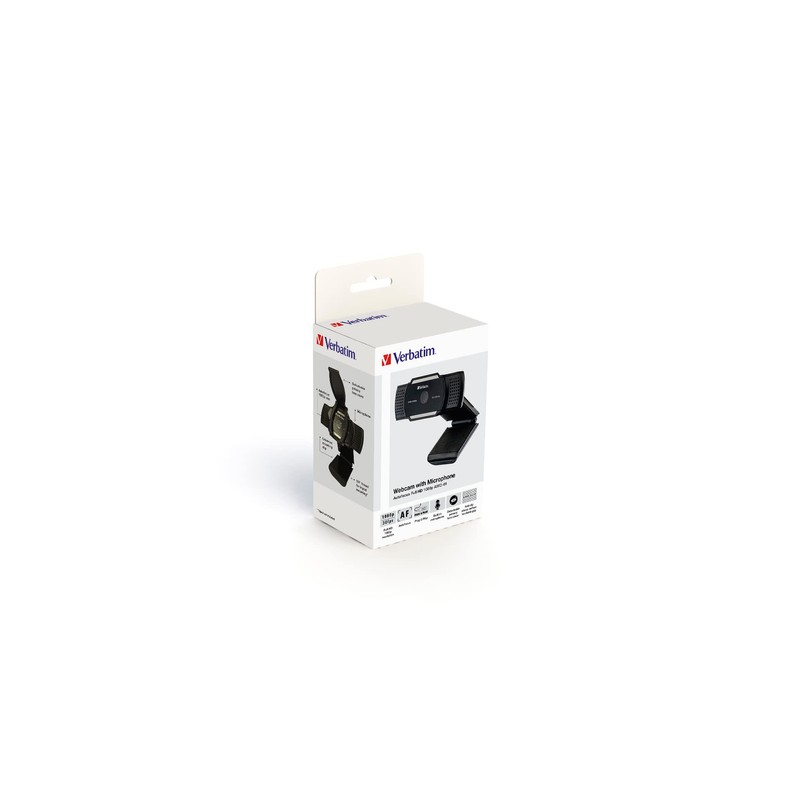 Verbatim Webcam with Microphone, External Camera for Computer or Laptop
