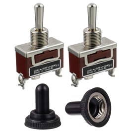 BOJACK RT1122FS Toggle Switch 125V 20A Momentary Automatic Reset Switch 250V 15A SPST ON-OFF-ON 3 Terminal Pin Rocker Switch with Waterproof Metal Cap (Pack of 2)