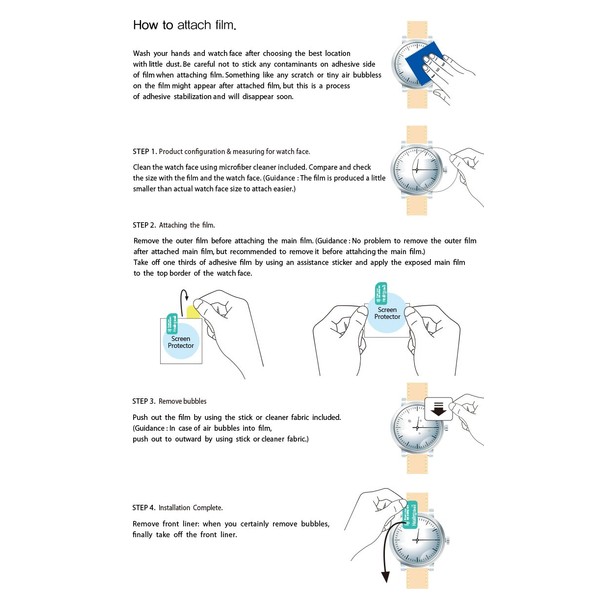 Premium Clear LCD Screen Protector Film 3 Sheets Healingshield Watch