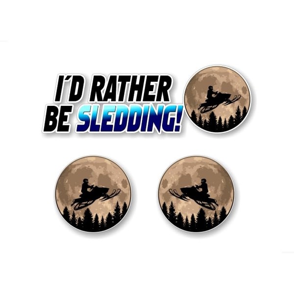 I'd Rather Be Sledding! 9" Decal Plus 2 Sled'n Moon