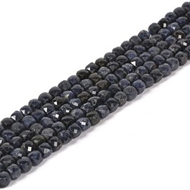 Natural Sapphire Gemstone 4mm Faceted Cube Square Loose Beads 16 Inch for DIY Jewelry Making Beads