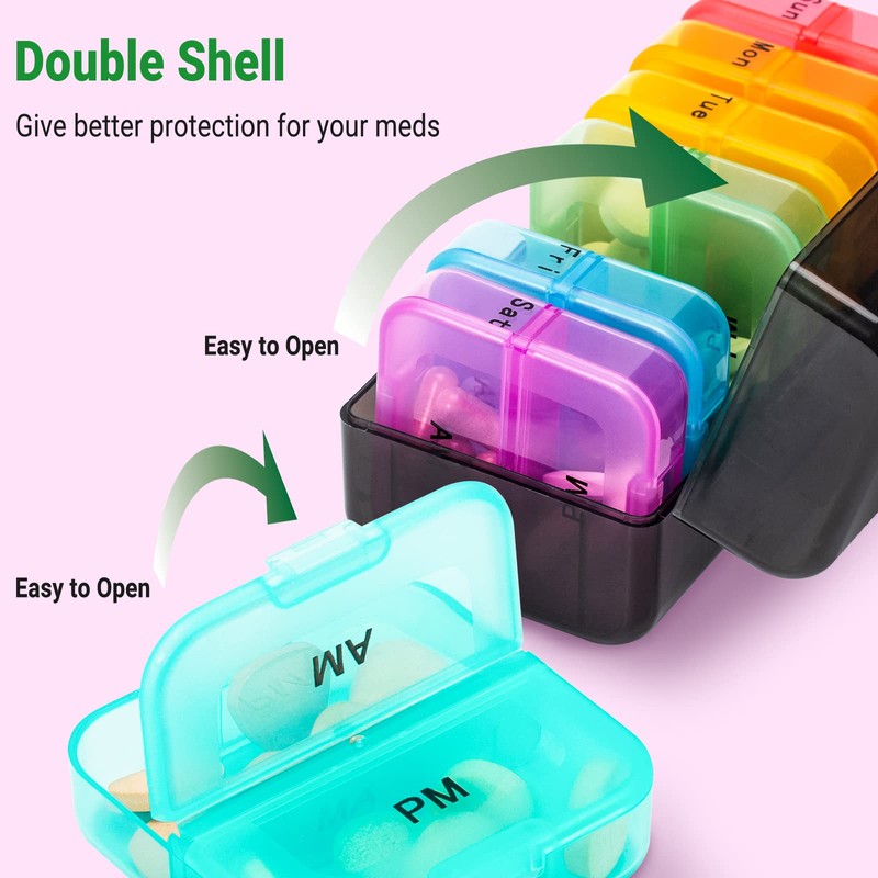 Zoksi Weekly Pill Organizer 2 Times a Day, Black 7