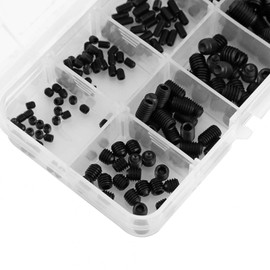 240 Black Hexagon Socket Screw Assortment, Hexagon Socket Screw Set Kit DIN916 M3 M4 M5 M6 M8 with Plastic Box