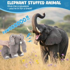 SnugBibble Elephant Plush Stuffed Animal with Multiple Realistic Sounds – Soft Cuddly Toy for Kids & Adults – Fun Gift for Baby Shower, Birthday, Christmas