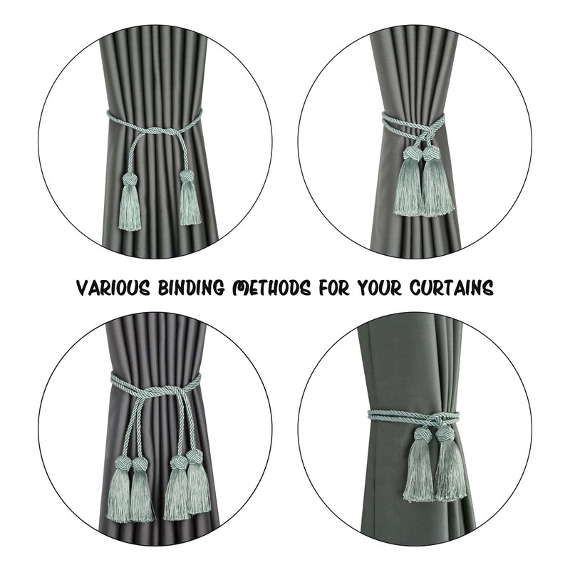 BEL AVENIR 2 Pack Curtain Handmade Tiebacks Decorative Curtain Holdbacks