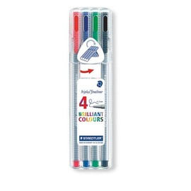 Staedtler 334 SB4 Rollerball Pens 0.3 mm, 4 Pieces - Black, Blue, Green, Red