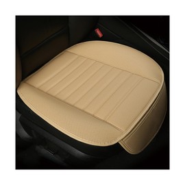 Yourkar Car Seat Cover for Front Seat, Anti-Slip & Waterproof Leather Auto Front Seat Pad Protector, Durable Driver Bottom Seat Cushion Cover with Storage Pocket, Car Accessories (Beige)