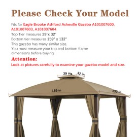 SCOCANOPY Replacement Cover Fit for Rona 10X12 Ft Eagle Brooke Soft Top Gazebo Model A101007600, A101007603, A101007604,(Khaki)