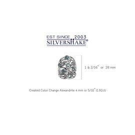 Silvershake Simulated Color Change Alexandrite 925 Sterling Silver Filigree Leaf Ring Size 7.5