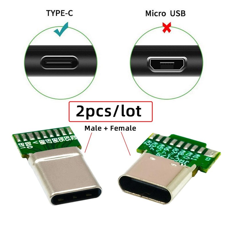 NFHK Connector 2pcs/lot OEM DIY USB-C USB 3.1 Type-C Male