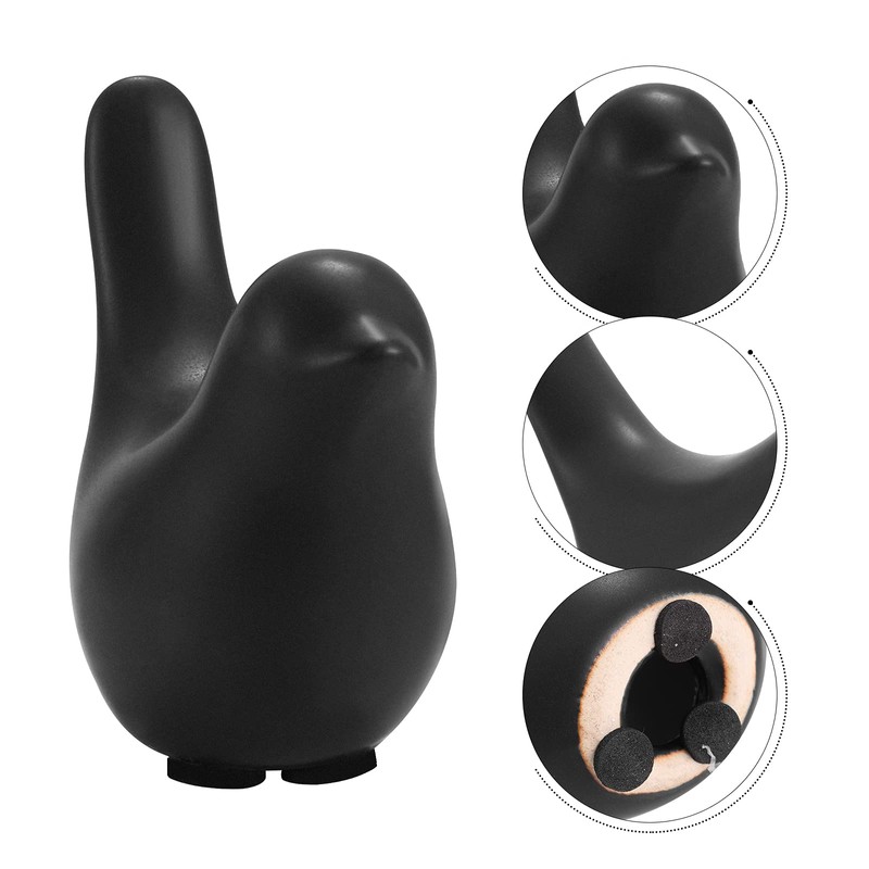 VORCOOL Set of 2 Black Ceramic Bird Figures Set, Modern