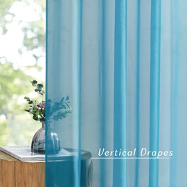 NICETOWN - 2 cortinas translúcidas, con ojales, informales, de gasa, filtrantes de luz, elegantes, para recámara, habitación infantil y sala de estar, verde azulado, 137 cm de ancho x 213 cm de largo