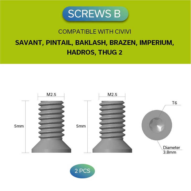 CIVIVI Stainless Steel Pocket Clip Screws CA-12B (Black)
