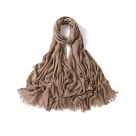Txameru Hijab Scarf for Women - Muslim Rayon Crinkle With Fringe Edge (Mocha)