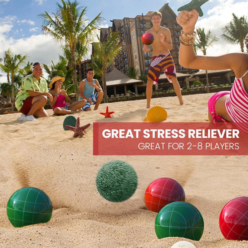 TELURY Bocce Ball Set 100mm Regulation Size and Weight for
