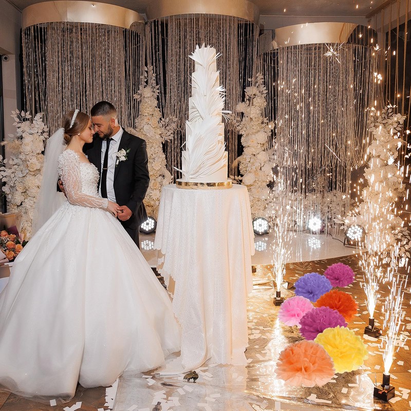 PATIKIL 4"/6"/8" Tissue Pom Poms Flowers, 12 Pack Paper Flower