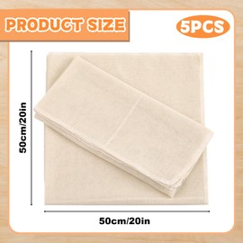 5 Pcs Cheese Cloths for Straining, Muslin Cloths for Cooking, Reusable and Washable Cheese Cloths for Straining, Muslim Cloth for Cooking, Baking, Juicing, Cheese Making(50X50cm)