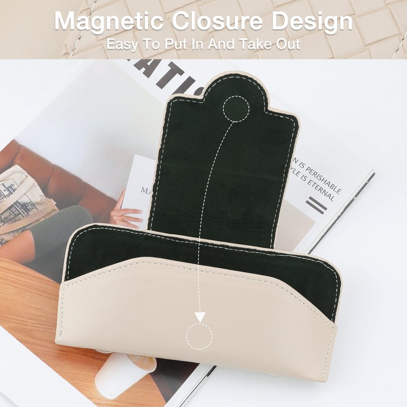 KINIVA Sunglasses Holder for Car Visor Leather Glasses Case with