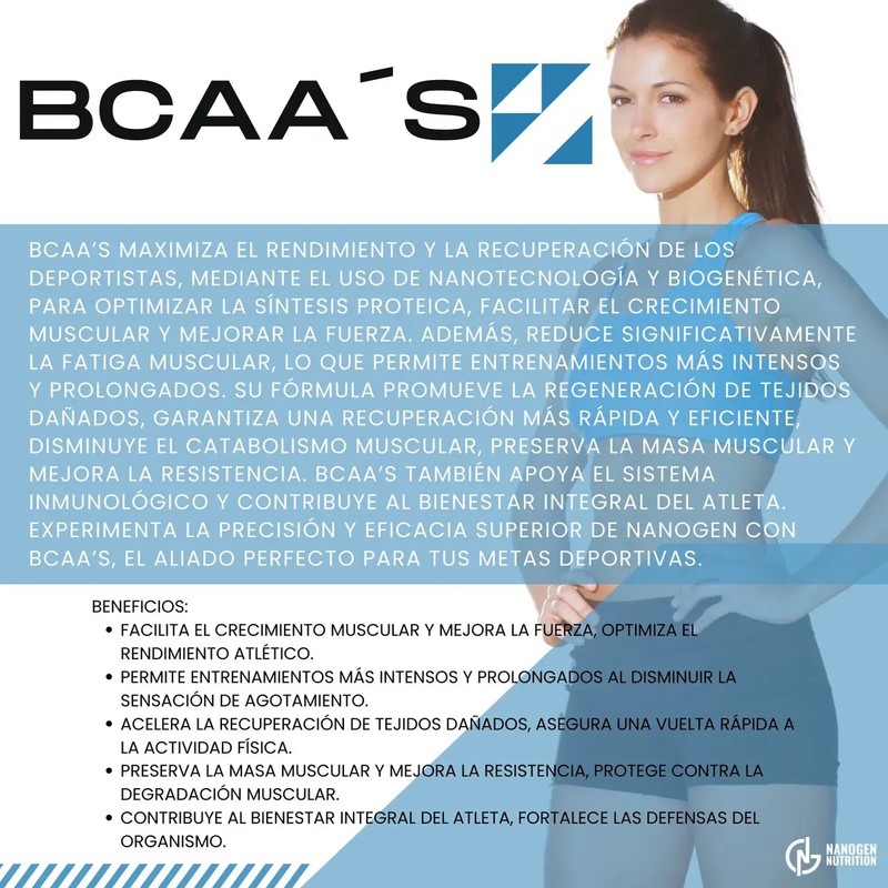Bcaas Nanogen Nutrition 500g 50 Servicios 211 Aminoácidos