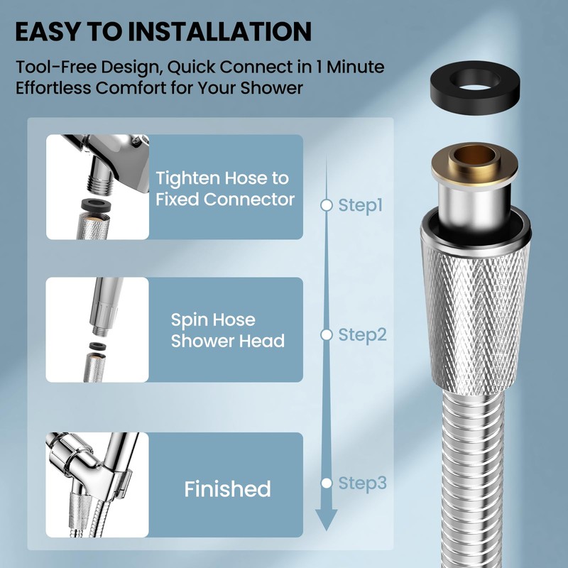 Stainless Steel Shower Hose Waysse 71 Inches Extra Long Shower