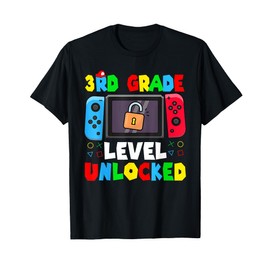 3rd Grade Level Unlocked Back to School First Day Gamer Boys T-Shirt