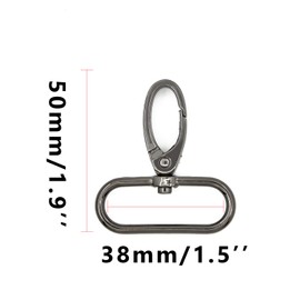 15 Pcs Oval Ring Lobster Clasp Claw Push Gate Trigger Clasps Swivel Snap Hooks for Leather Craft Straps Lanyard Ribbons (Gunmetal,1-1/2 inch)