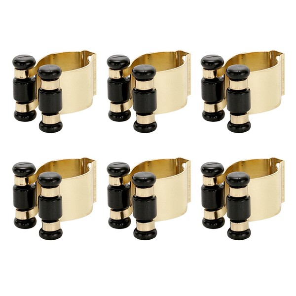 Faderr 6pcs Pool Cue Clips and Holder Rack Sturdy Metal Pool Cue Billiard Stick Rack Replacement Clips for Cue Racks, for Fishing Rod Storage Rack (Gold Black)