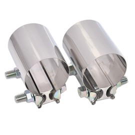 Elifecenter 2.25 inch Exhaust Clamps, 2-1/4 Inch Exhaust Lap Joint Butt Clamps, T304 Stainless Steel Band Clamp w/High Grade Bolts(2 Pieces)