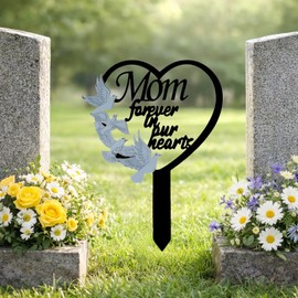 Me/tal Mum Memorial Stake Grave Ornaments,Memorial Plaques for Graves,Dove Decorations for Cemetery,Memorial Garden,Memorial Gifts for Loss of Mother Headstones & Grave Stones Accessories,Easy to Use