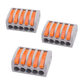 smseace 25 Pcs 5 Port Lever Nut Conductor Compact Wire Connectors Fast Connection Terminal for Multiple Types of Wires PCT-215