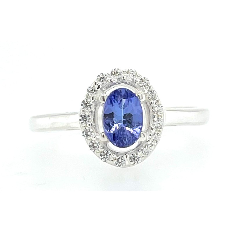 Genuine Blue Tanzanite 925 Solid Sterling Silver Engagement Ring Size