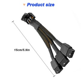 DKARDU 16 AWG PCIE 5.0 12VHPWR 600W 3x8 Pin to 16Pin (12+4Pin) 90 Degree Right Angle Supply Adapter Cable for Graphics Card RTX 4090 4080 3090TI 4070Ti (B Type)