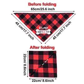Dog Birthday Bandana, VIPITH Double Sided Cotton Triangle Dog Bandanas Dog Birthday Party Supplies Dog Bandanas Boy Girl Dog Birthday Gift Plaid Bibs Scarf for Small to Large Dogs Cats Pets (Red)