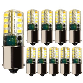 HQRP 10-Pack 3W 250-300 Lumen BA15s 32 LEDs Cool White Bulbs for #1141#1156 Jayco RV Interior/Porch Replacement DC
