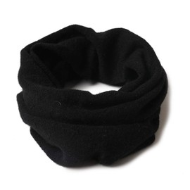 Prettystern Women's Cashmere Loop Scarf Plain Knitted Cashmere Scarf Cashmere Warm Tube Scarf, black