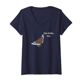 Damen Pigeon Coo Baby Coo Lustiges T-Shirt (dunkel) T-Shirt mit V-Ausschnitt