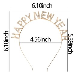 Happy New Year Headbands Gold Rhinestones Headpiece for Women Holiday Headbands for Girls New Years Eve Party Supplies 2025 Glitter Hair Bands for Womens Letter Hair Accessories for Teens Hair Hoops