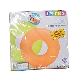 Intex Neon Frost Tube #59262 - Flotador inflable de anillo de natación grande, 36 pulgadas (paquete de 2 unidades)