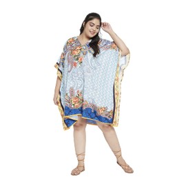 Oussum Gypsie BLU African Dashiki Caftán Túnica Tops Kimono Vestido Verano Noche Tamaño Grande Caftán Cover-Up para Mujer, Azul (Sky Blue), Talla única Más