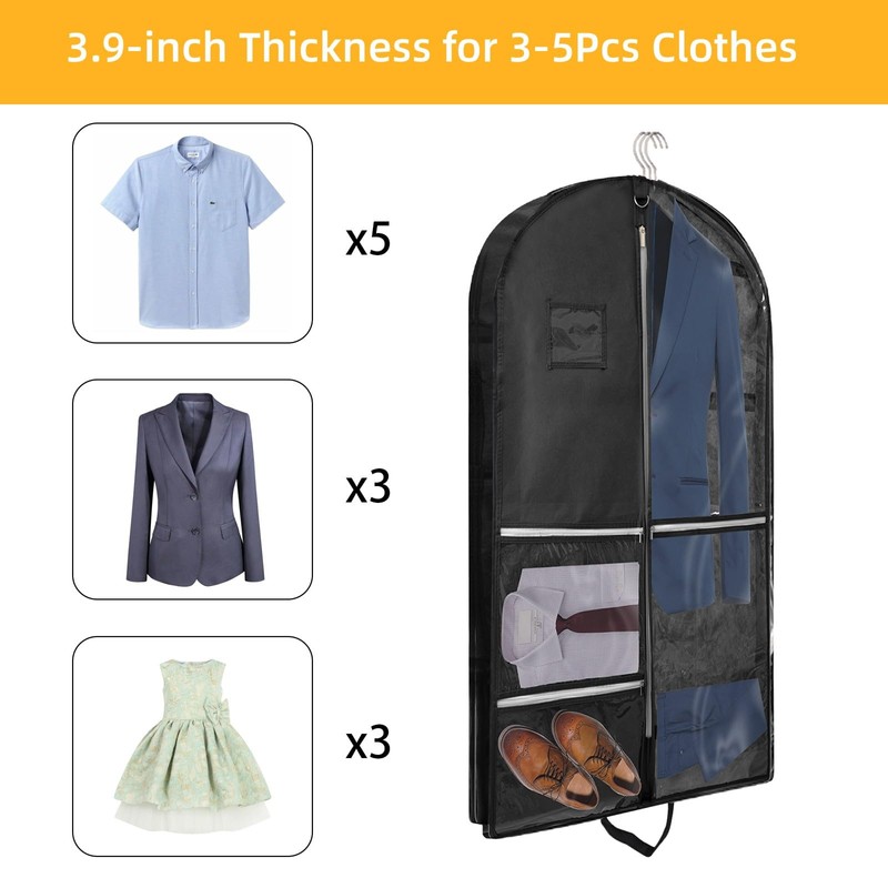 Suit Carrier Bag for Men,40" Suit Bag with 5 Zip
