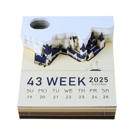 3D Calendar 2024 Calendar Notepad, 3D Beautiful Cherry Tree Calendar Notepad, Desk Calendar with Light, Mushroom House / Tree House / Yellow Crane Tower / Earth / Temple of Heaven Shape Calendar