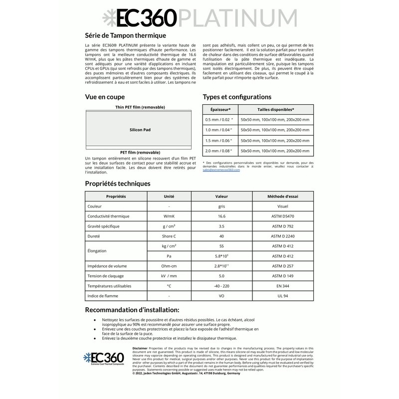 EC360® Platinum Soft 16.6W/mK Thermal Pad (100 x 100 x