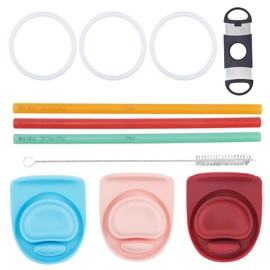 11pcs Water Bottle Accessories for Owala Freesip, Reusable Plastic Straws with Washers Replacement Plugs Clamp Straw Cleaning Brush Compatible with Owala Freesip