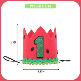 YOUAME Watermelon Birthday Crown - Fruit Themed Party Supplies For 1st Birthday, Photo Booth Props and Baby Decorations