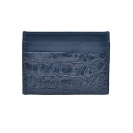 Seajure Navy Croc Embossed Leather Card Holder, navy, Modern