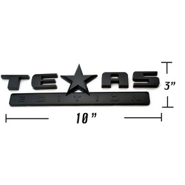 2 Count All Black 3D Texas Edition Emblem compatible with Chevy Silverado Sierra Car Truck Auto Universal Decal