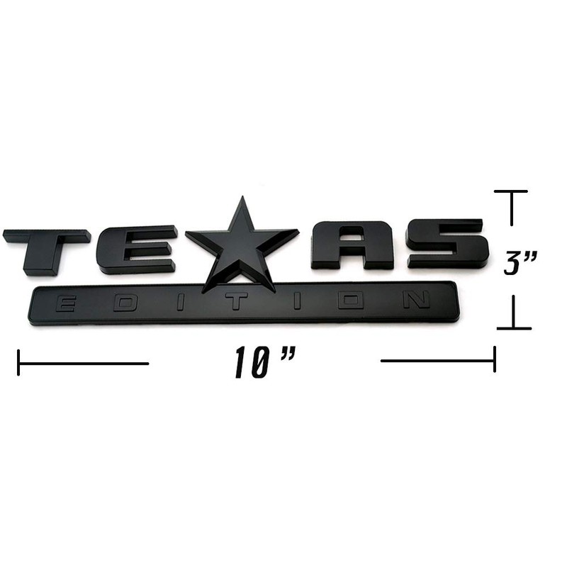 2 Count All Black 3D Texas Edition Emblem compatible with