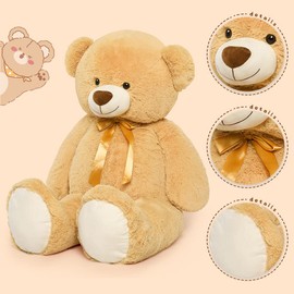 Tezituor Tezituor Big Teddy Bear,52' Giant Stuffed Animal Plush,Light Brown Soft Gifts for Valentine, Christmas, Birthday.