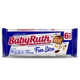 Baby Ruth Chocolatey, Peanut, Caramel, Nougat, Fun Size Individually Wrapped Candy Bars, Great Valentine's Day Gifts for Kids, 3.9 oz each